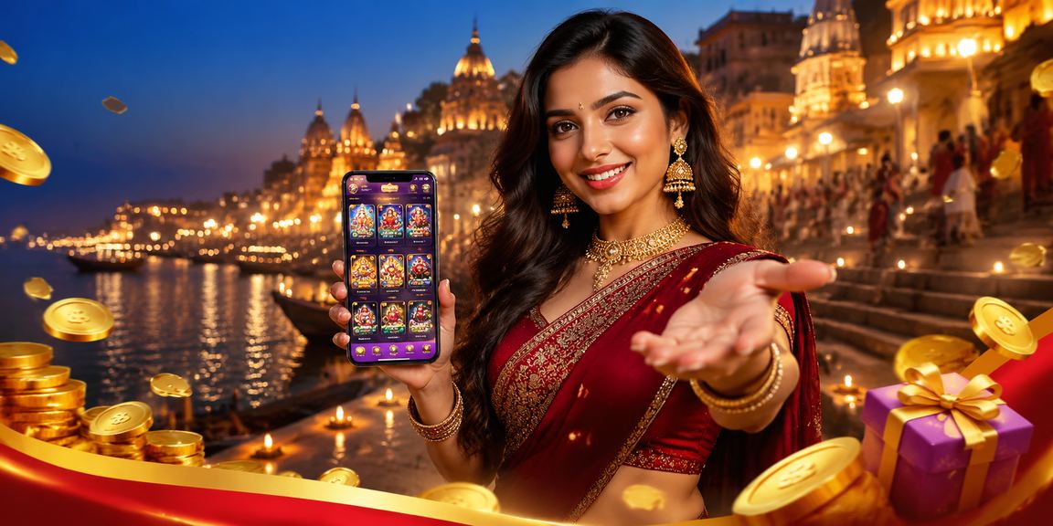 Indian player enjoying mobile casino entertainment at Varanasi riverside